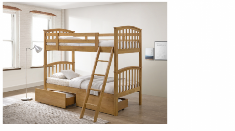 Artisan Rio Oak Finish Bunk Bed with 2 Underbed Drawers