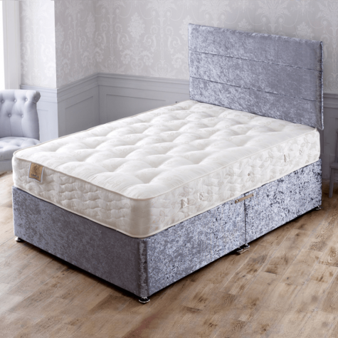 Apollo Super Orthopaedic Divan Bed Set with Mattress Headboard 10 Firm Support Hand Tufted Damask Heavy Duty Base All Sizes Available