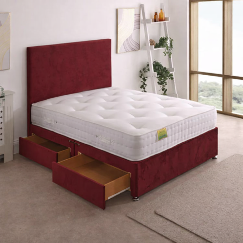 Apollo Beds Calypso 1500 Pocket Memory Foam Divan Bed Set Mattress Base Headboard Included UK Sizes