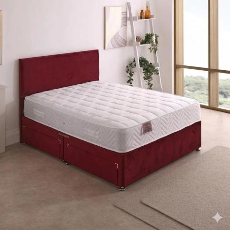 Apollo Beds Taurus 1000 Pocket Sprung Full Divan Bed Set Includes Mattress Base Headboard HandCrafted UK Luxury