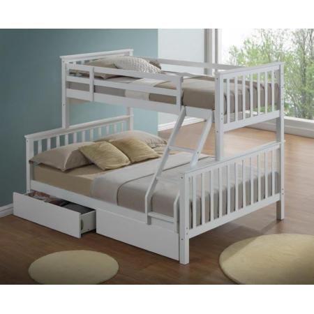 Artisan Triple Three Sleeper Bunk Bed In White and Beech