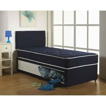 Dreamvendor Black Cotton Sliding Storage Divan Bed Free Matching Headboard