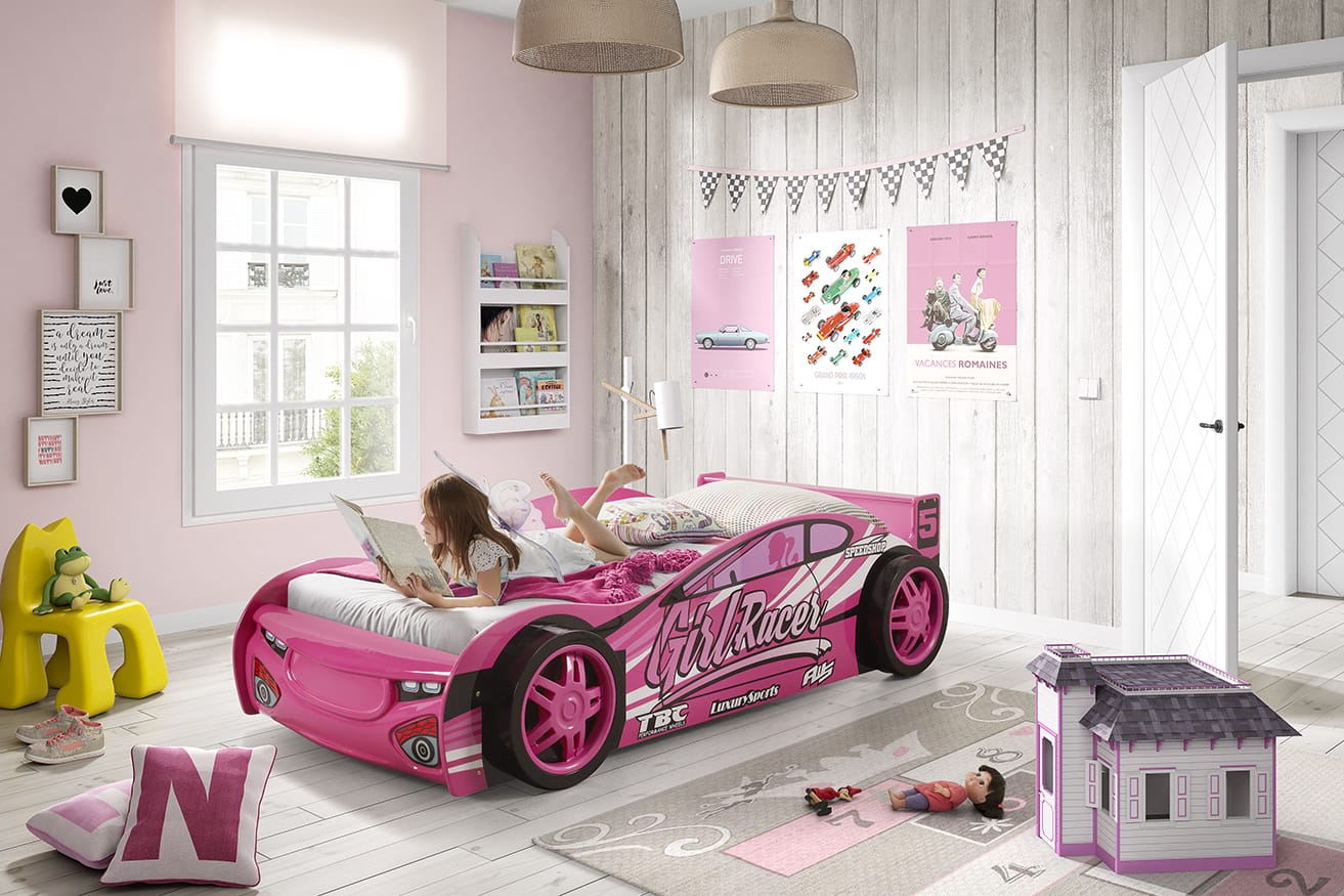 Artisan Pink Sports Racer 3ft Single Bedstead