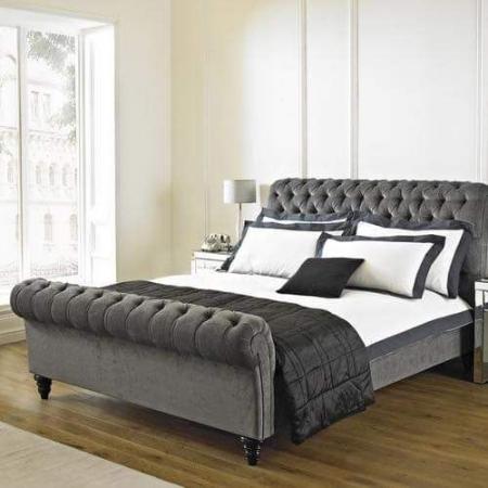 Bordeaux Crushed Velvet Diamante Bed Frame