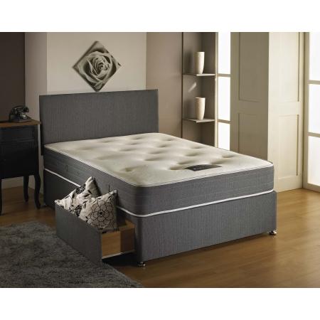 Dreamvendor Venice Dual Season Memory Foam Sprung Divan Bed Free Matching Headboard